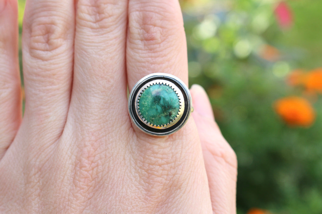 Round Turquoise Ring Size 7.5