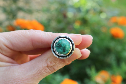 Round Turquoise Ring Size 7.5