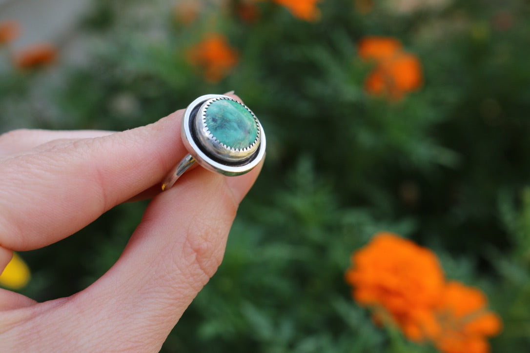Round Turquoise Ring Size 7.5